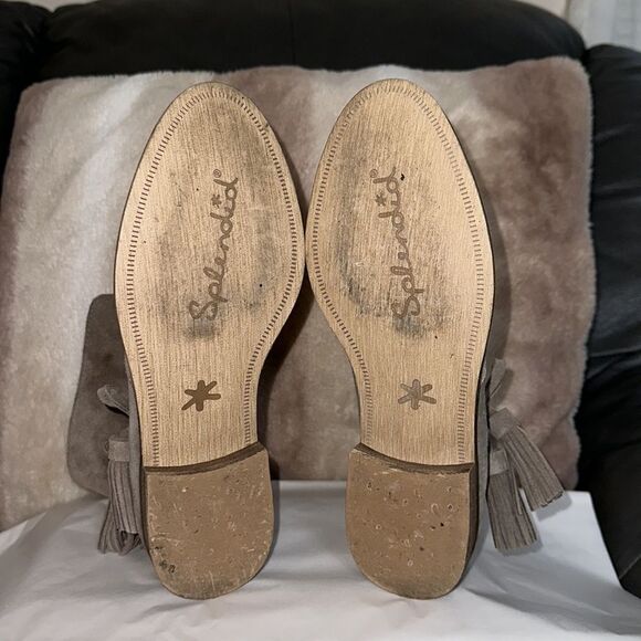 Splendid x Anthro 6 TanโGenuine Leather Suede Tasseled Pull on Ankle Booties - Picture 9 of 14